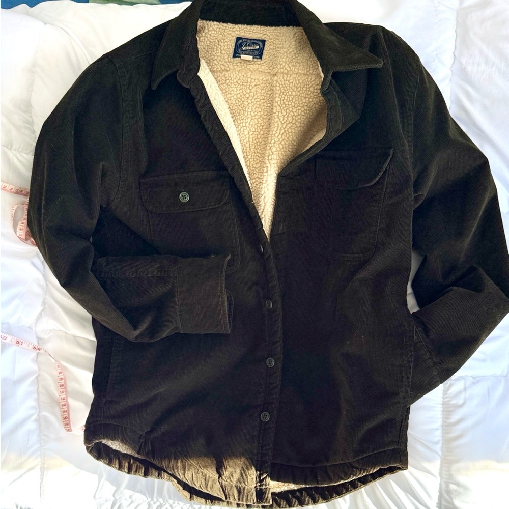 Jcrew Loden Green Corduroy Sherpa-Lined Jacket Sz Small